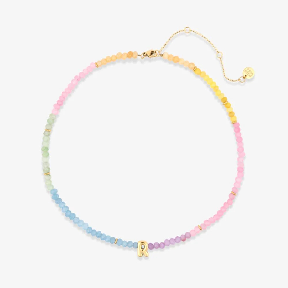 Initial Ombre Stone Bead Choker
