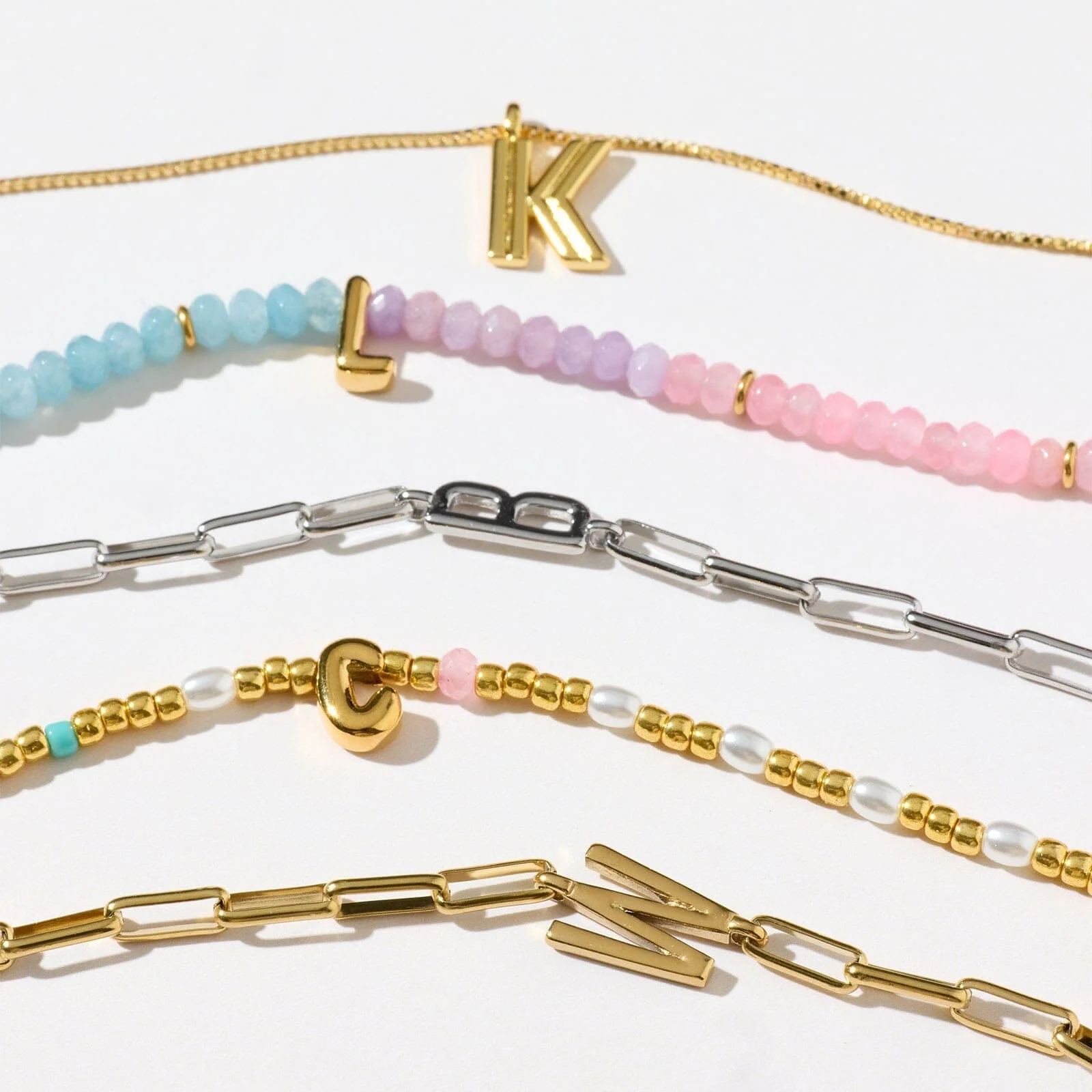 Initial Ombre Stone Bead Choker