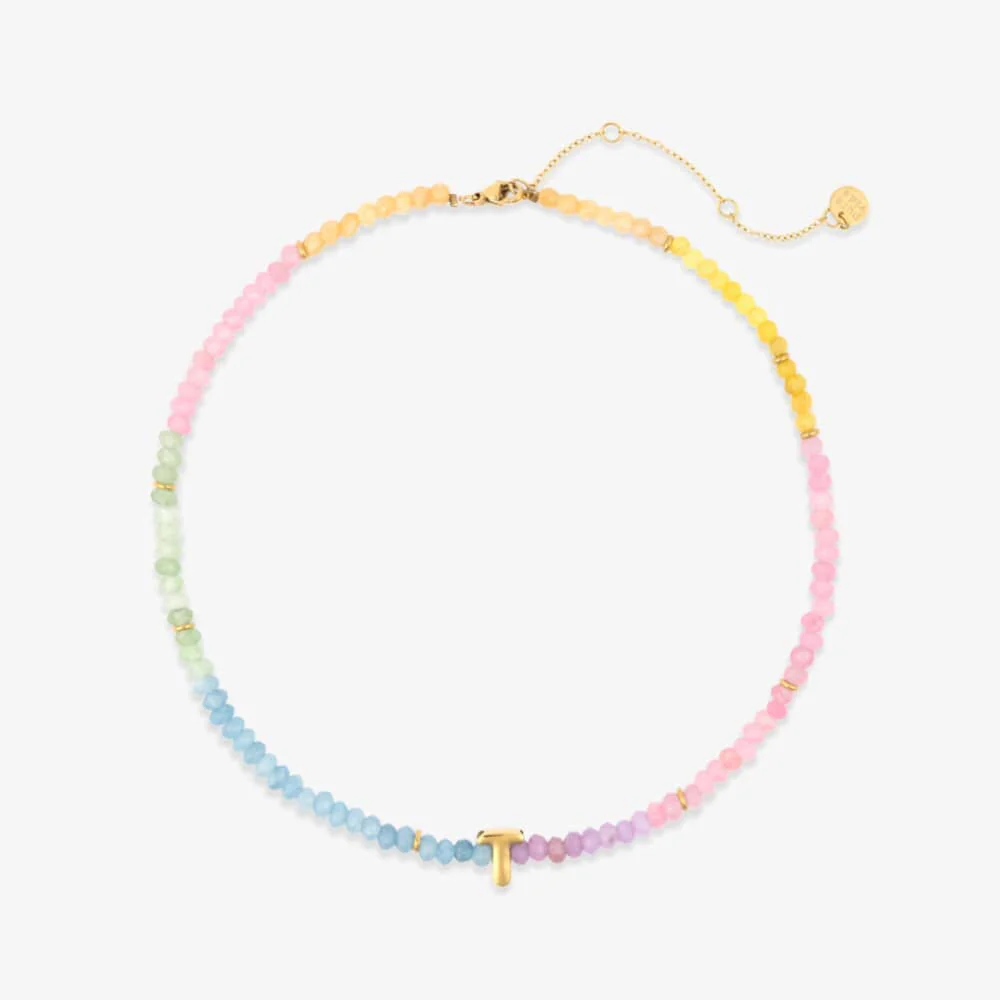 Initial Ombre Stone Bead Choker