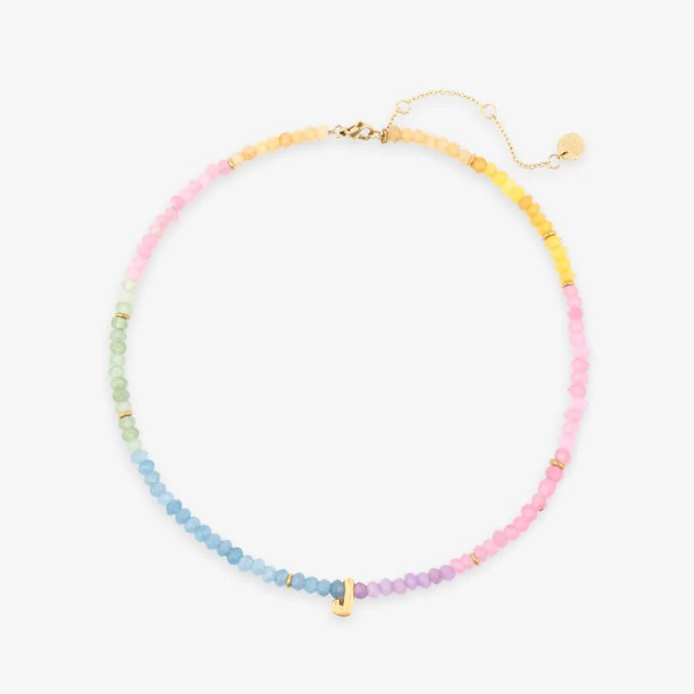 Initial Ombre Stone Bead Choker