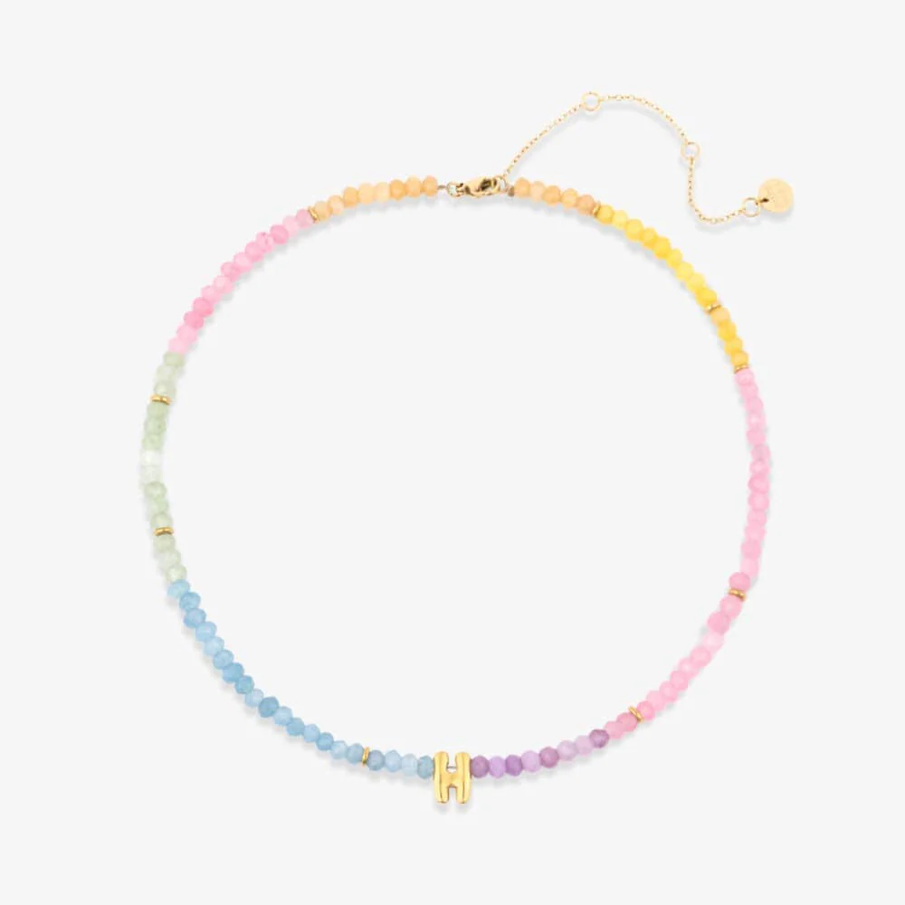 Initial Ombre Stone Bead Choker