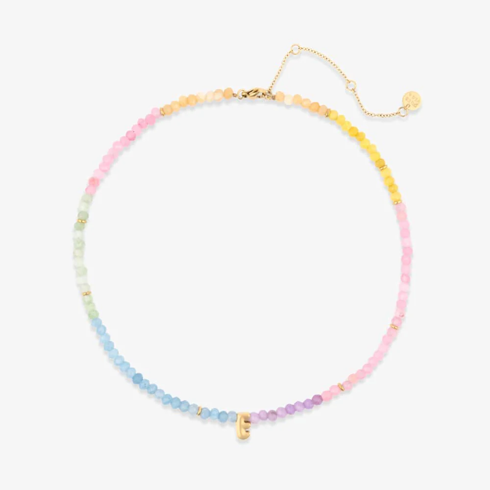 Initial Ombre Stone Bead Choker