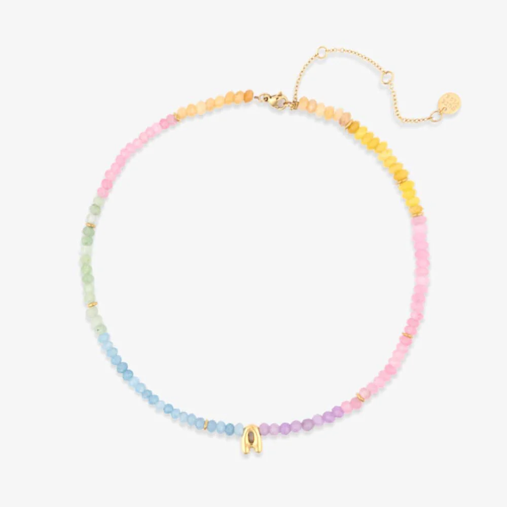 Initial Ombre Stone Bead Choker