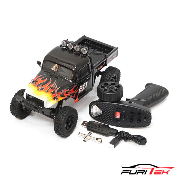 FURITEK FX118 FURY WAGON RTR BRUSHLESS 1/18 RC CRAWLER KIT (BLACK WITH FLAMES)