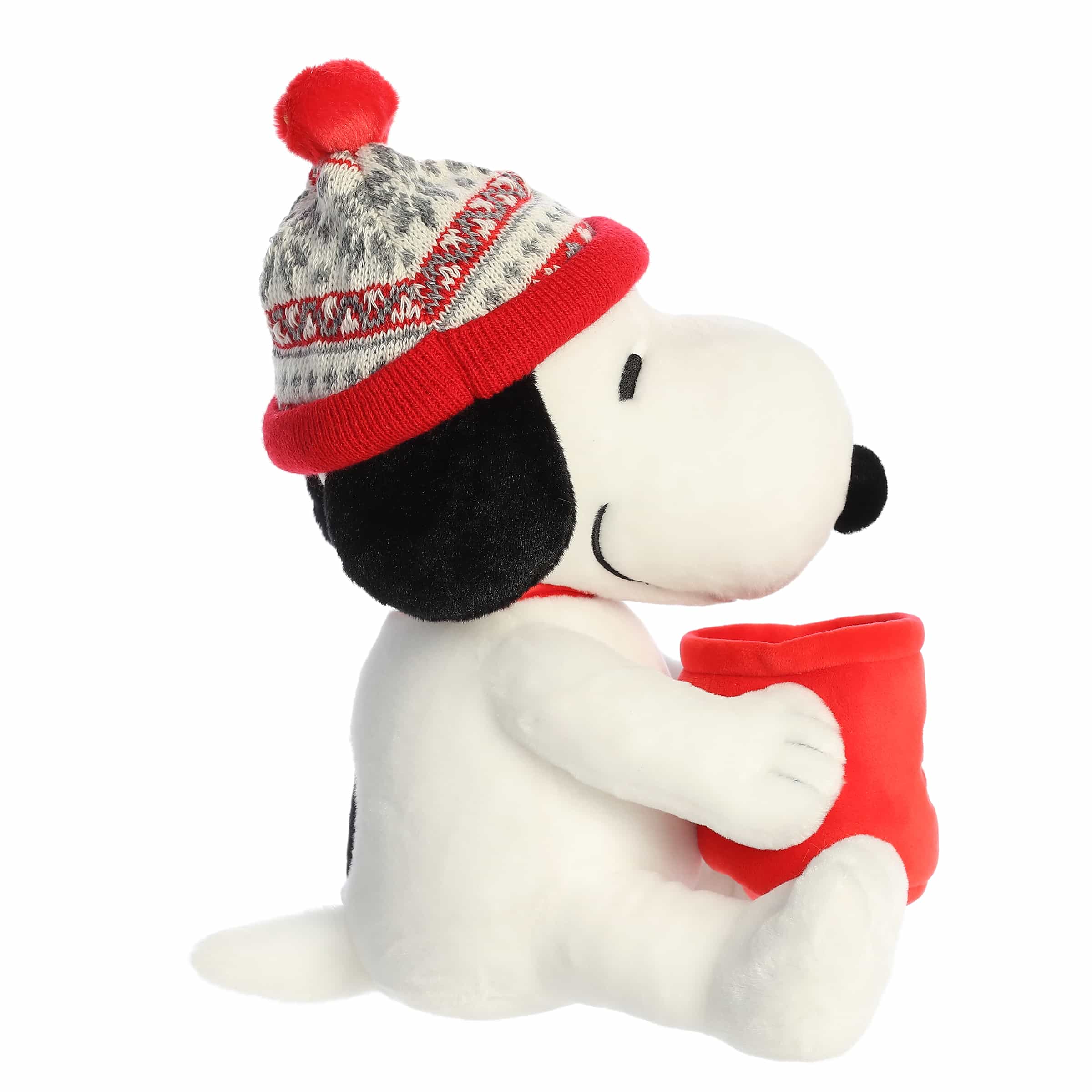 Aurora Plush 8 Inch Peanuts Winter Hat Snoopy with Mug Holiday Plush Toy