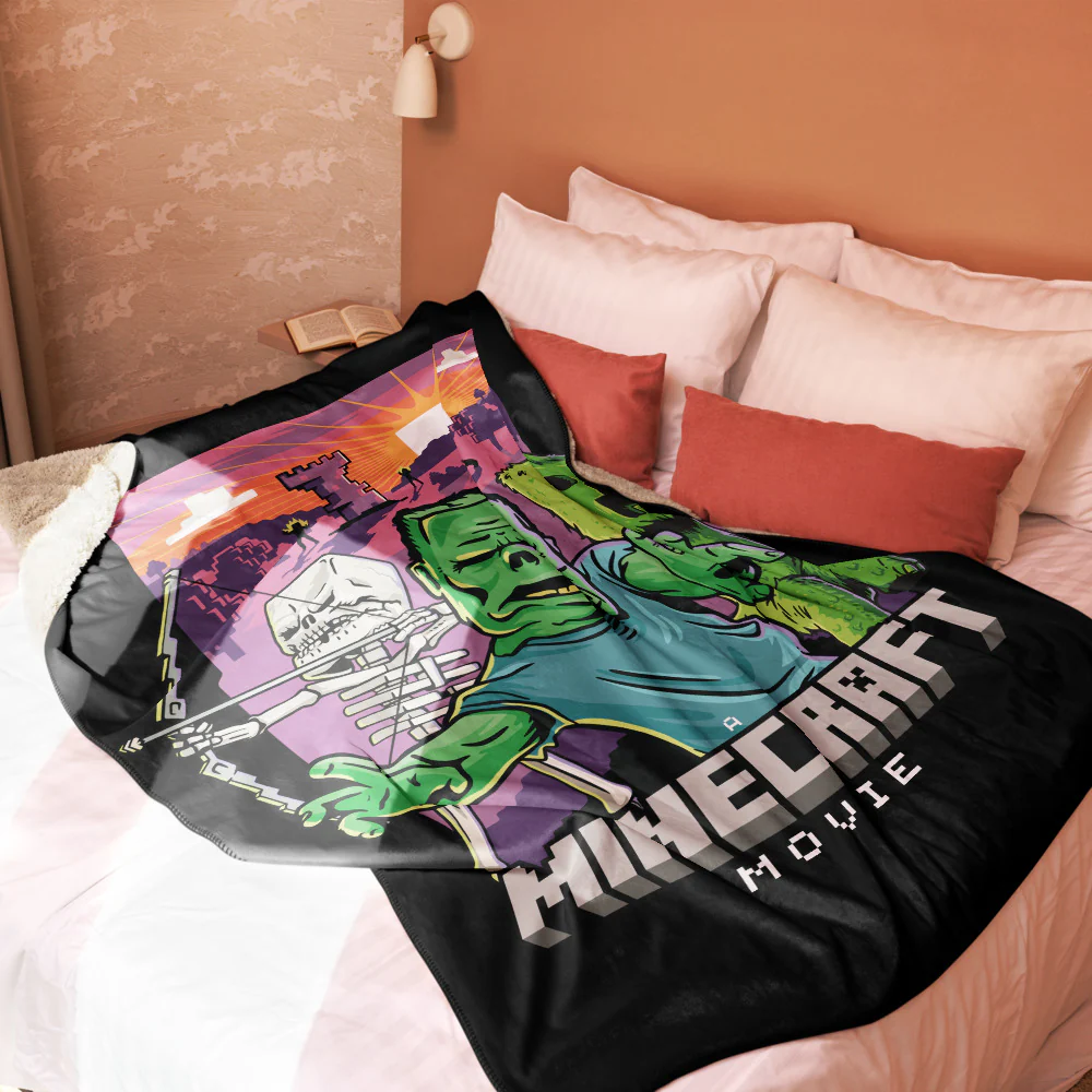 A Minecraft Movie Mobs Sherpa Blanket