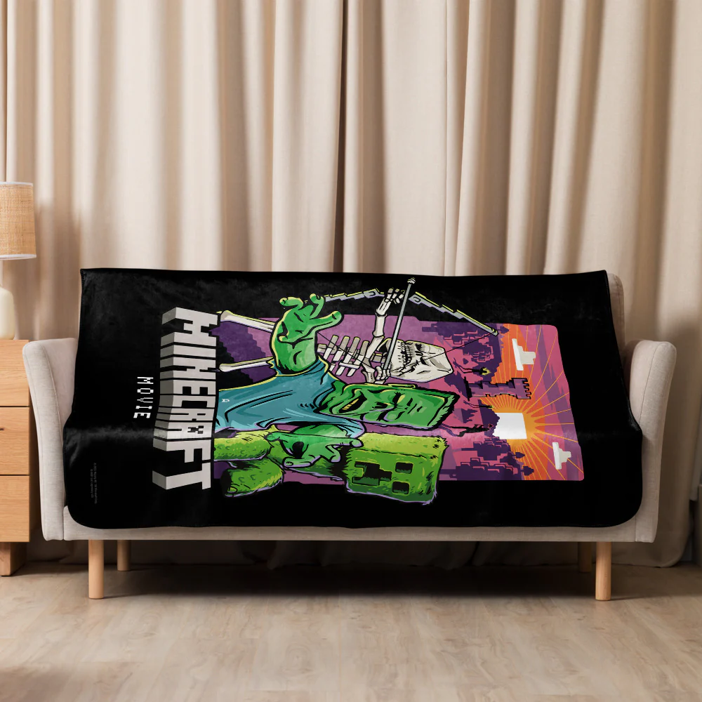 A Minecraft Movie Mobs Sherpa Blanket