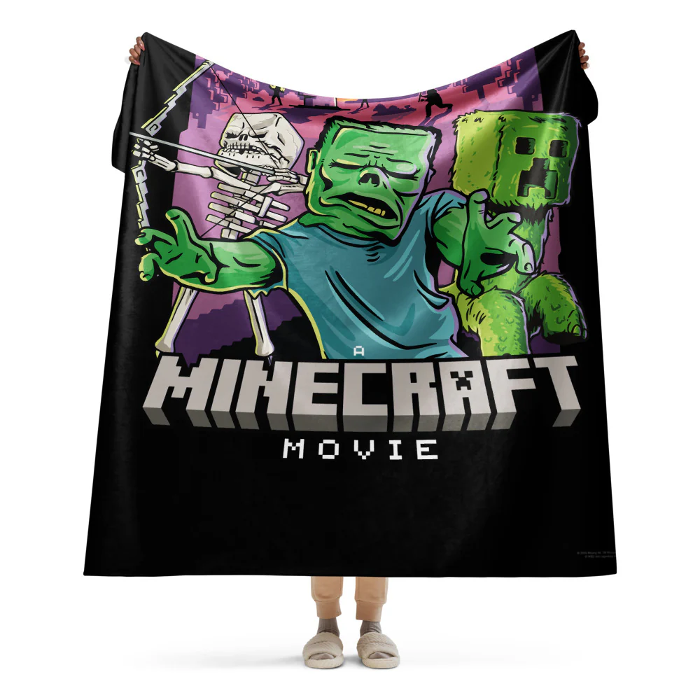 A Minecraft Movie Mobs Sherpa Blanket