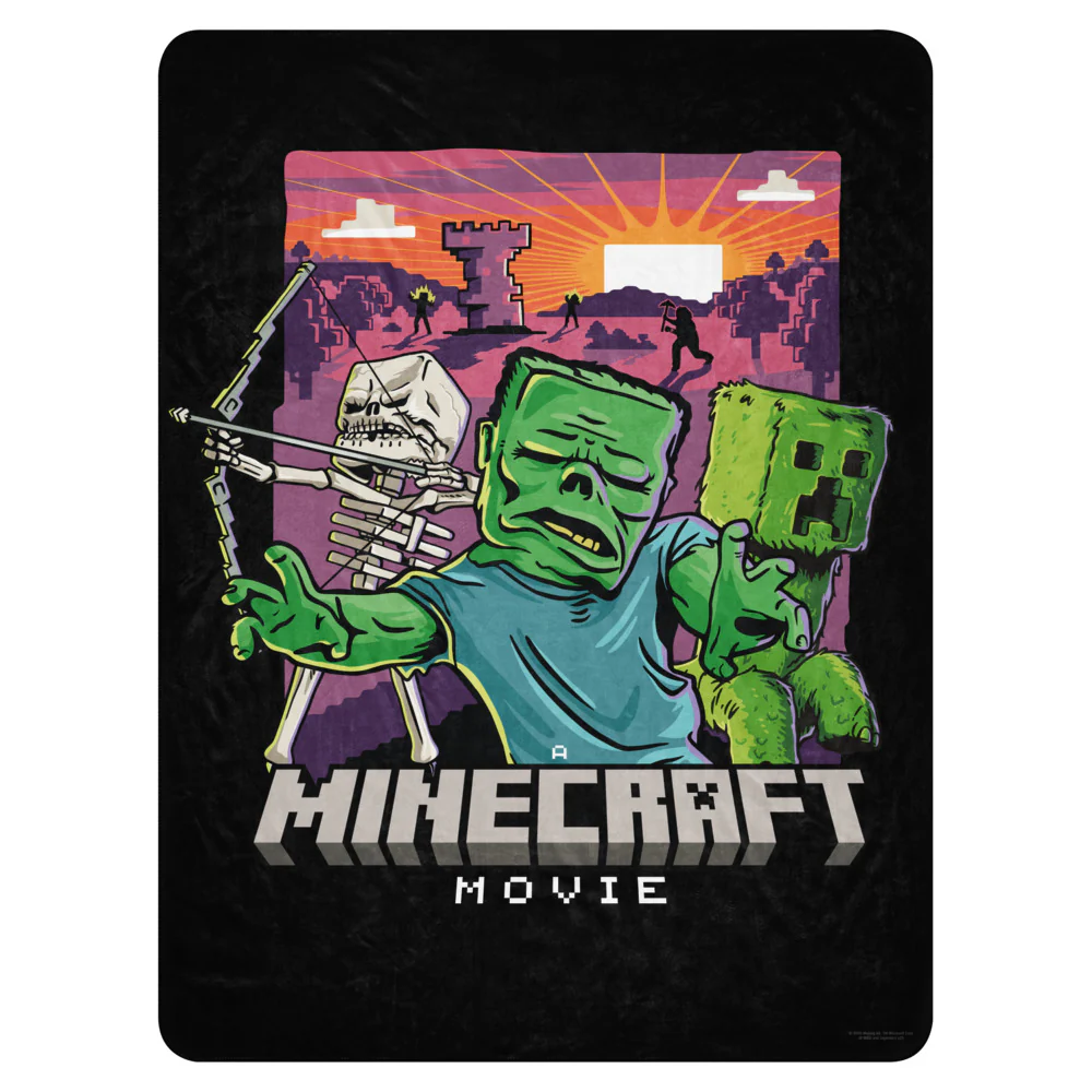 A Minecraft Movie Mobs Sherpa Blanket