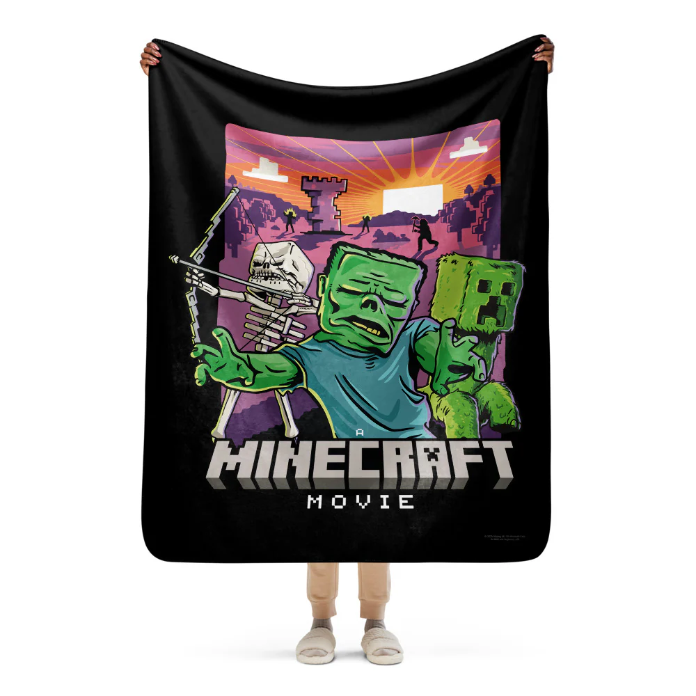 A Minecraft Movie Mobs Sherpa Blanket