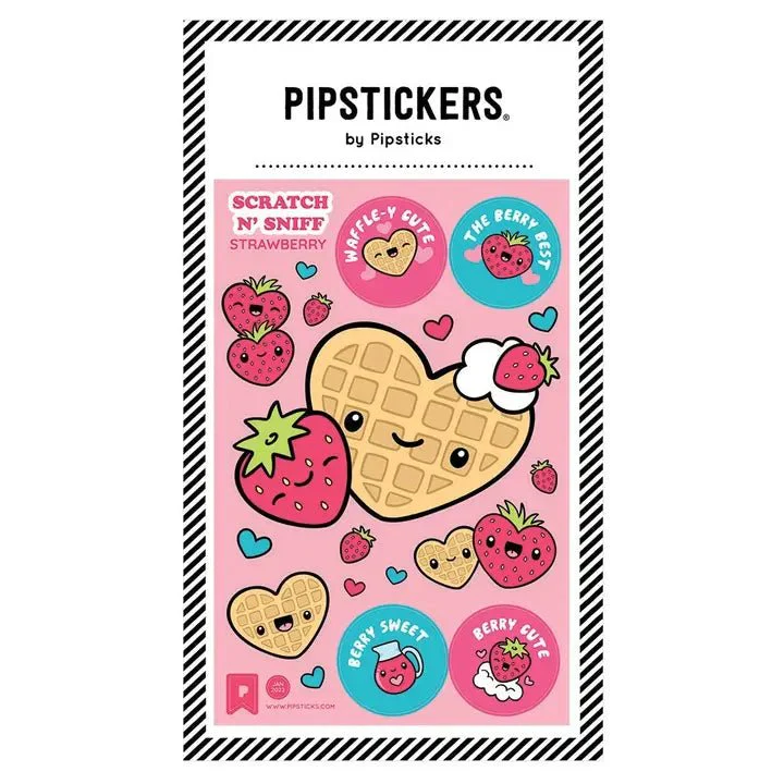 Pipsticks Waffle-y Cute Scratch N' Sniff Stickers - Strawberry