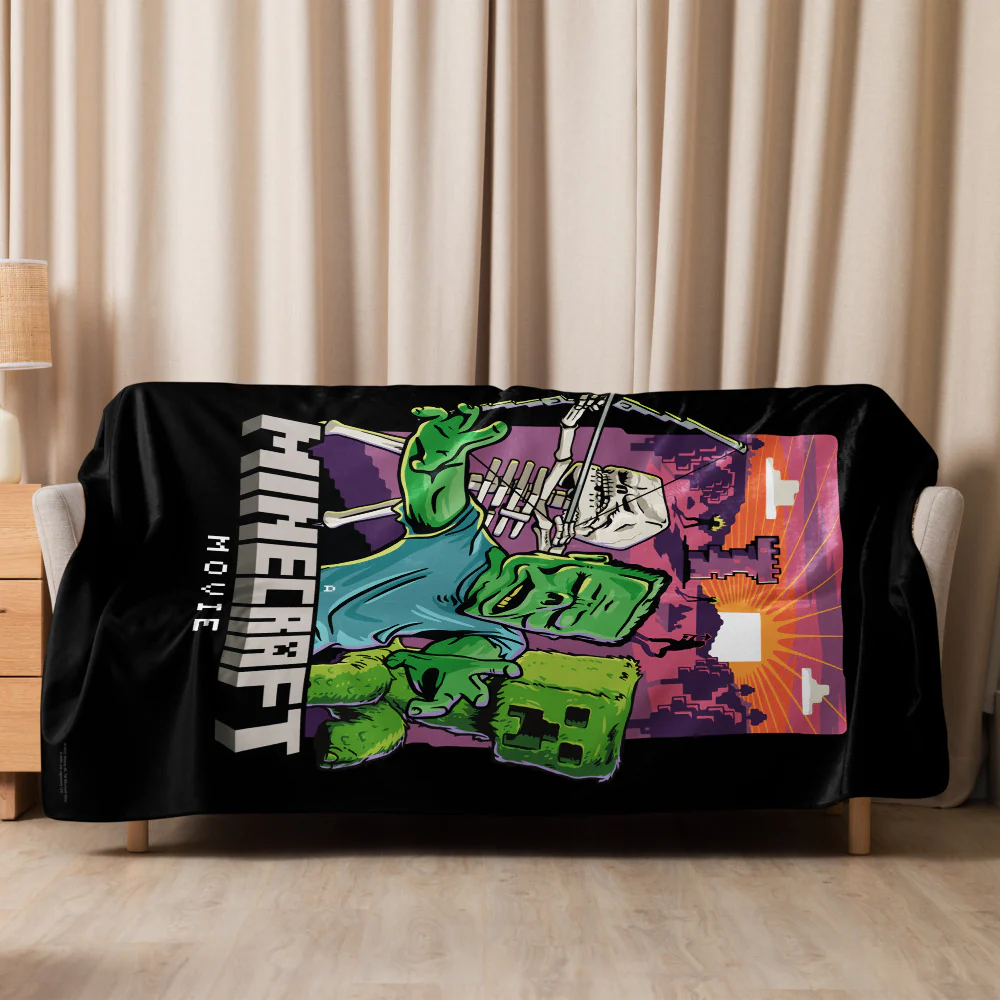 A Minecraft Movie Mobs Sherpa Blanket
