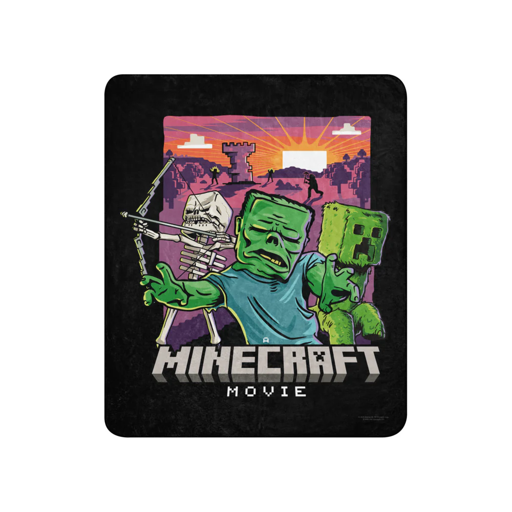 A Minecraft Movie Mobs Sherpa Blanket