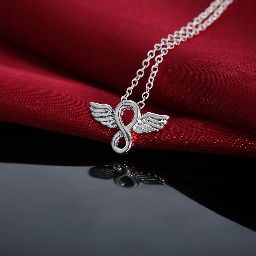 925 Sterling Silver Angel Wings Pendant Necklace
