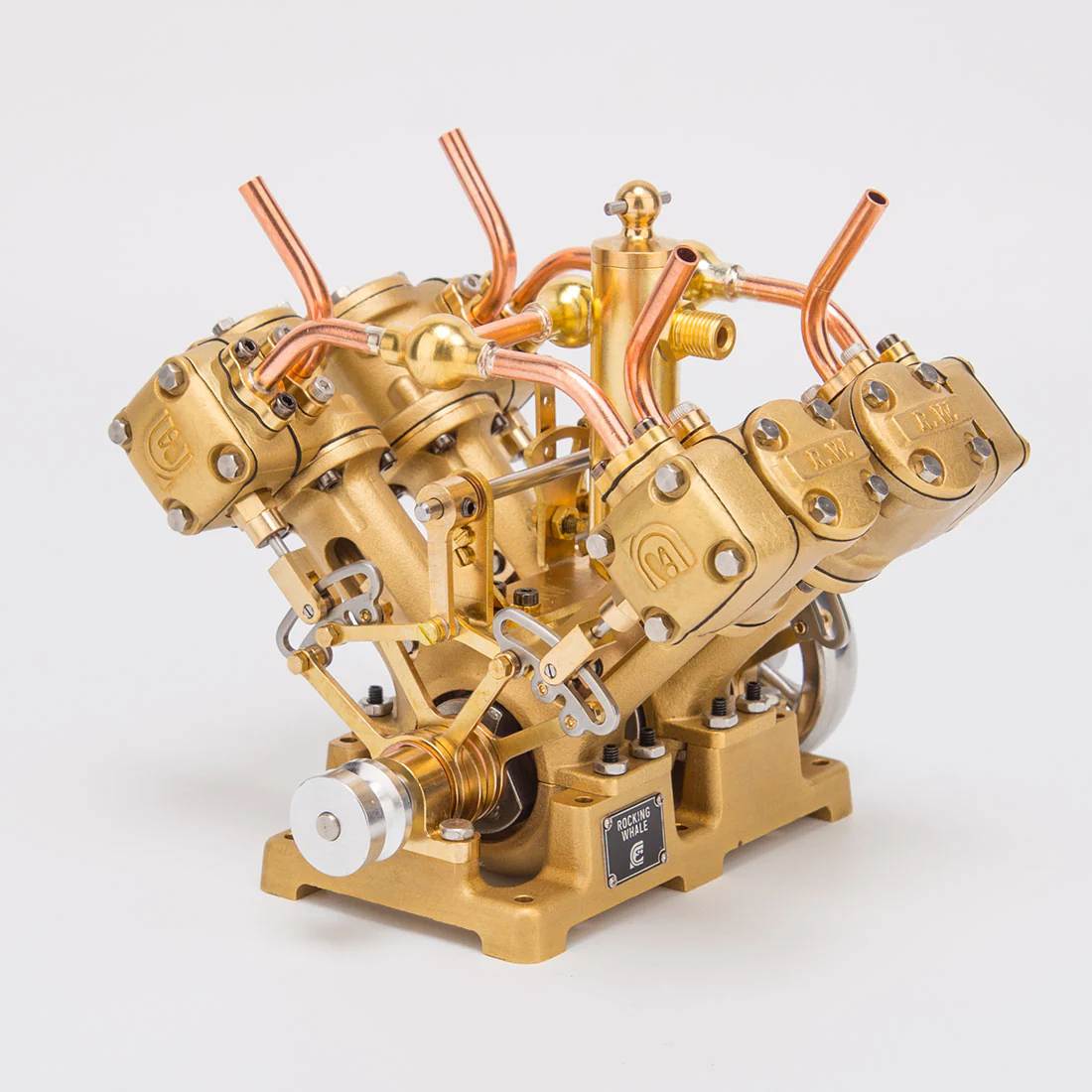 RW-V4 Mini V-Shape 4-Cylinder Reciprocating Steam Engine Model for 90-150cm Steamships