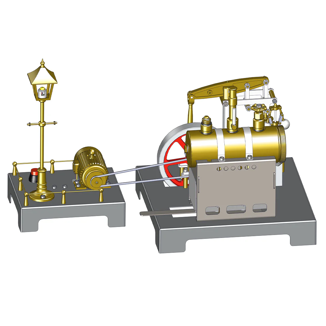 RETROL Full Metal Beam Engine Steam Engine Model Kit with Horizontal Boiler with Centrifugal Regulator Flyball