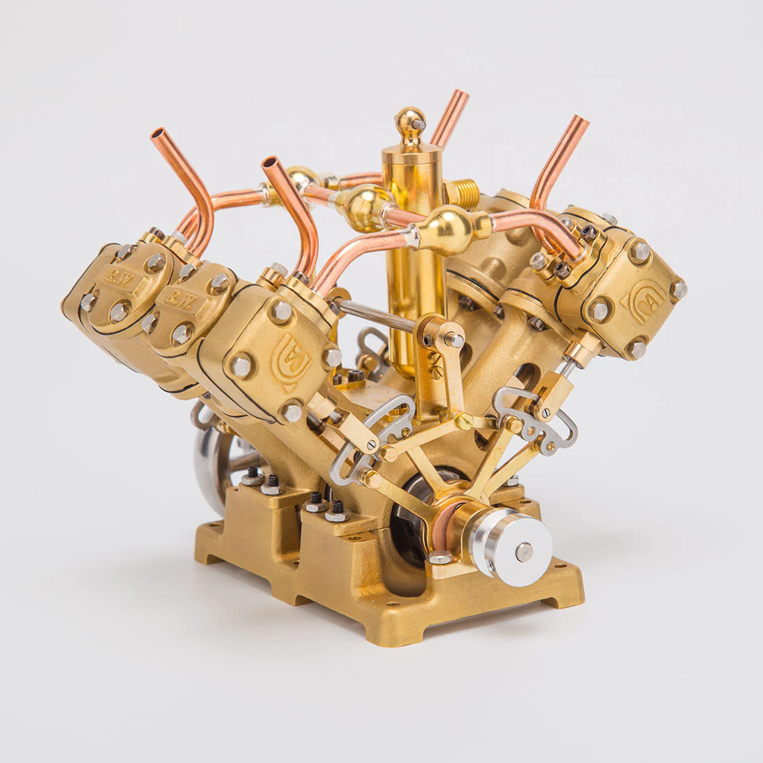 RW-V4 Mini V-Shape 4-Cylinder Reciprocating Steam Engine Model for 90-150cm Steamships