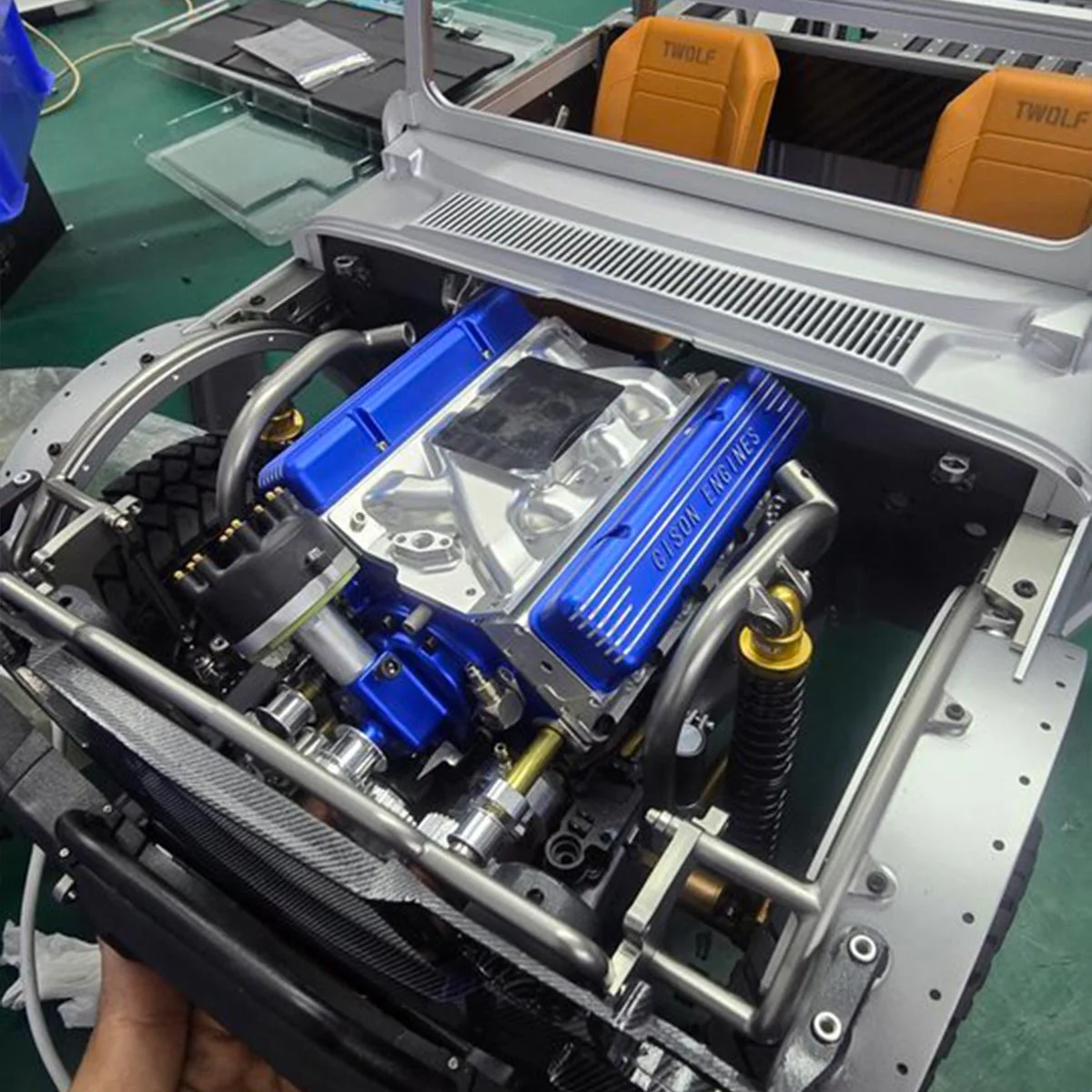 CISON V8 Engine Small-block 44CC 1/6 Scale Water-Cooled 4-Stroke 8-Cylinder Gasoline Engine Internal Combustion V8 Engine Model Kit that Works