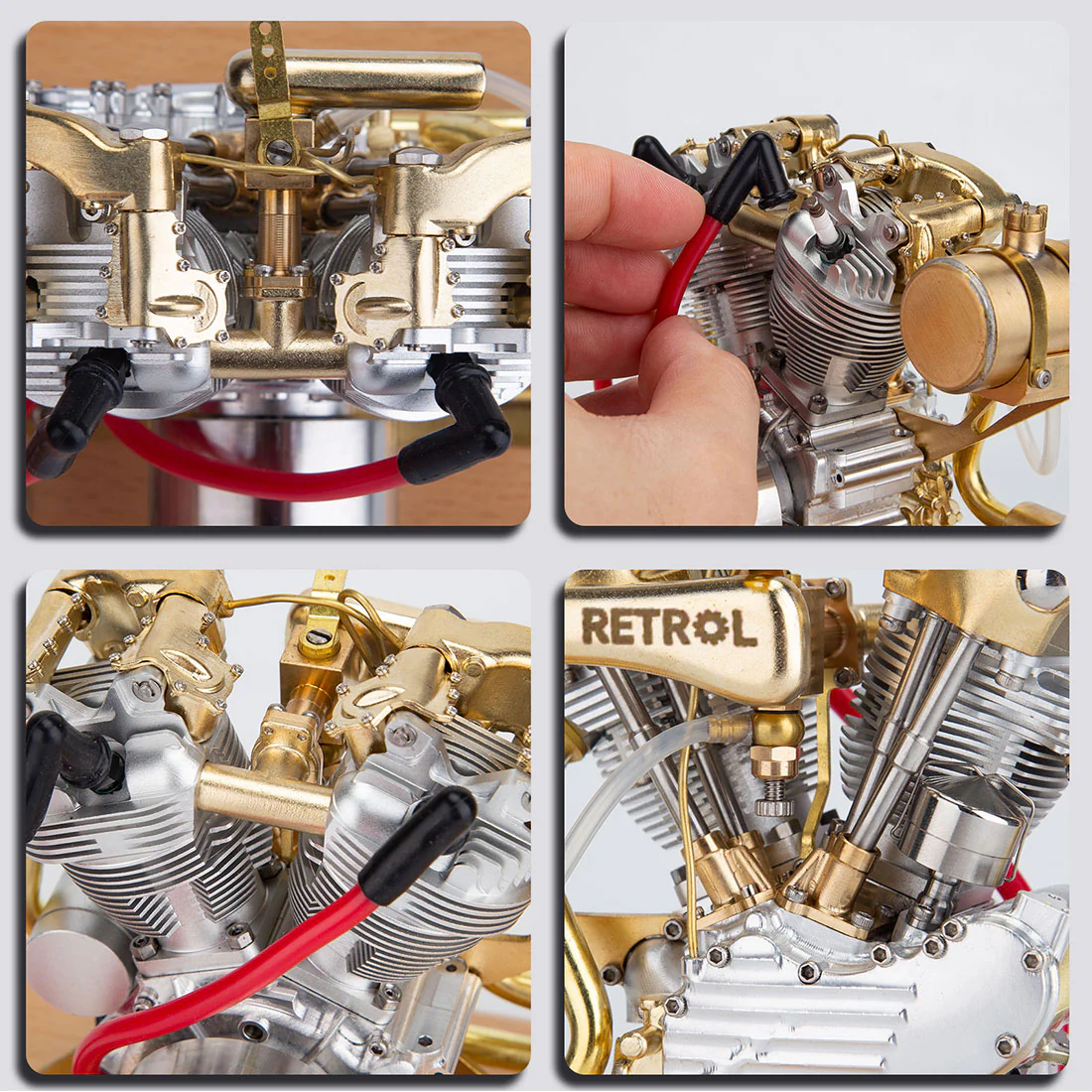 RETROL R29 4.2CC Mini V2 Engine OHV V-Twin Motorcycle Engine Double-cylinder Four-stroke Gasoline Engine Internal Combustion Engine Model