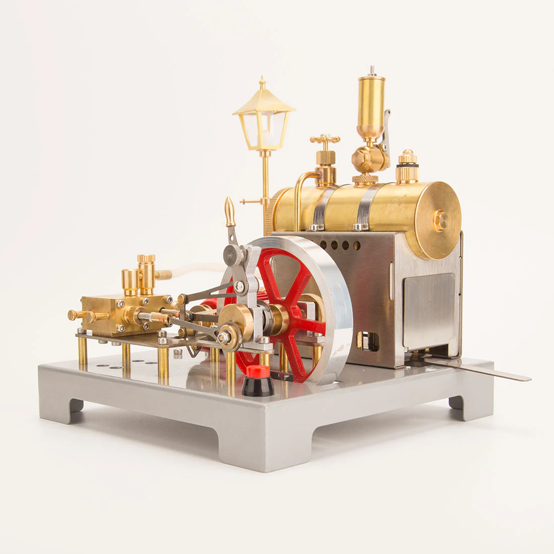 RETROL SE-02 Full Metal Stationary Steam Engine Model and Boiler Model Kit with Generator and Street Lamp