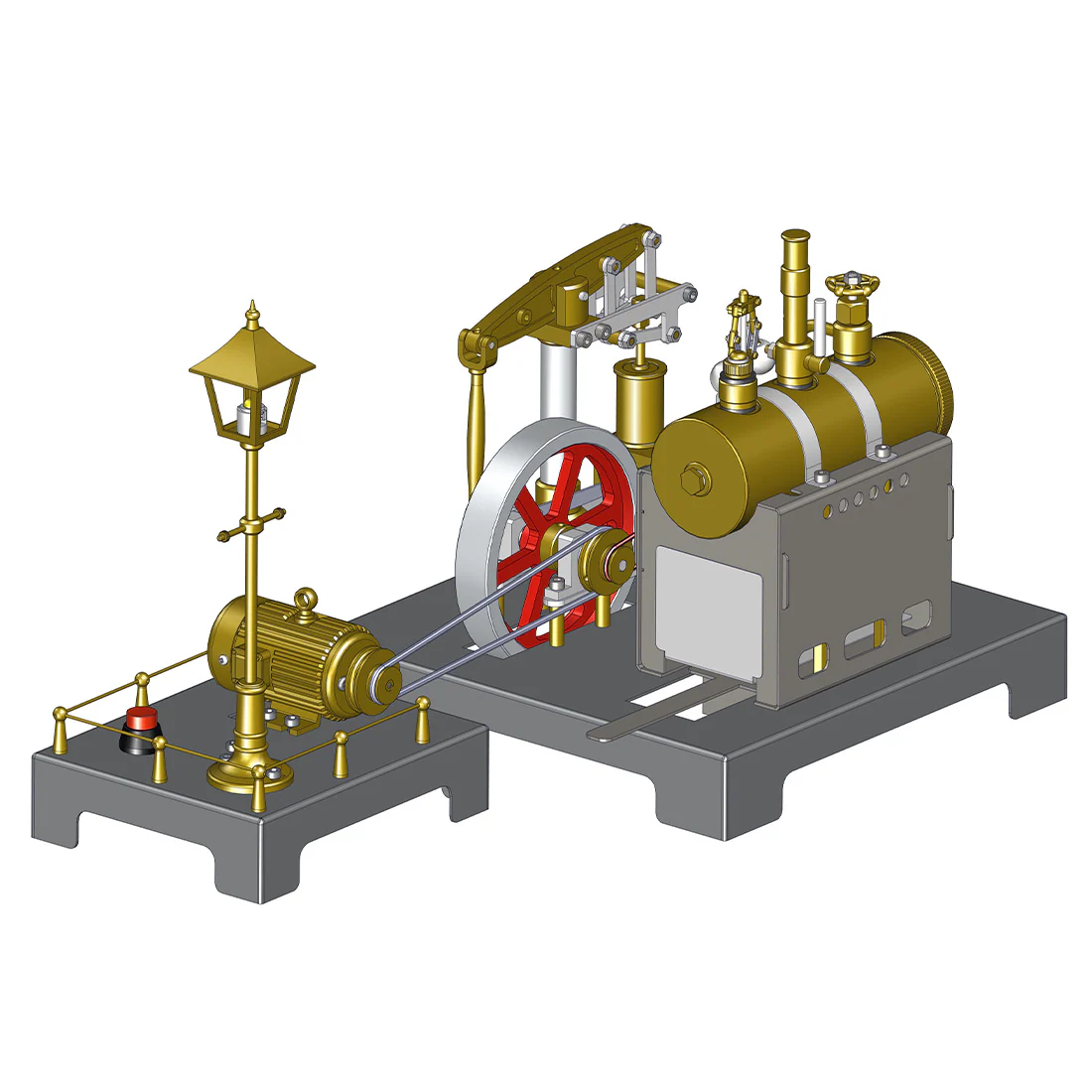 RETROL Full Metal Beam Engine Steam Engine Model Kit with Horizontal Boiler with Centrifugal Regulator Flyball