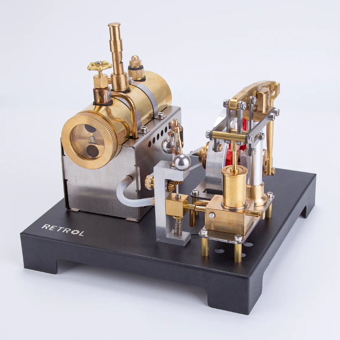 RETROL Full Metal Beam Engine Steam Engine Model Kit with Horizontal Boiler with Centrifugal Regulator Flyball