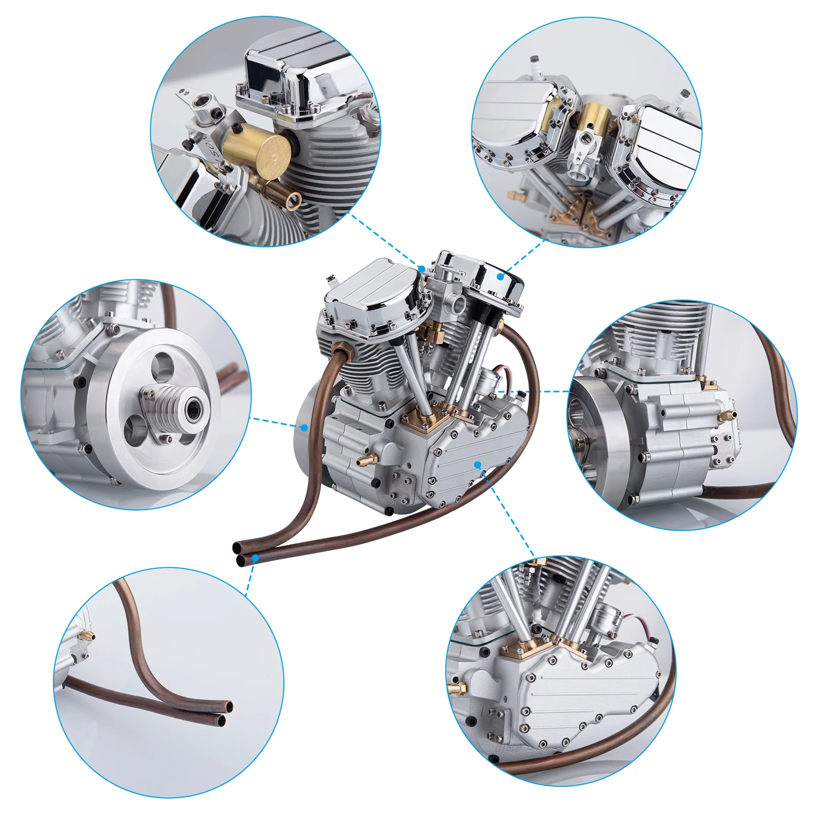 CISON FG-VT9 9cc V2 Engine V-Twin Dual Cylinder 4-Stroke Air-Cooled Gasoline Engine Motorcycle RC Engine Model