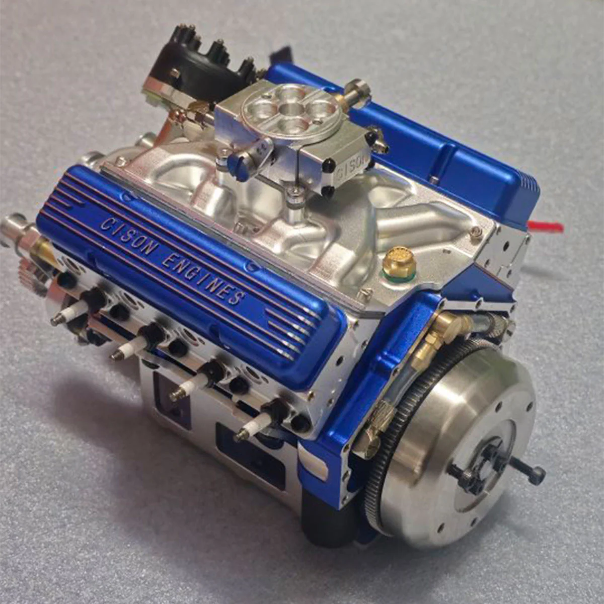 CISON V8 Engine Small-block 44CC 1/6 Scale Water-Cooled 4-Stroke 8-Cylinder Gasoline Engine Internal Combustion V8 Engine Model Kit that Works
