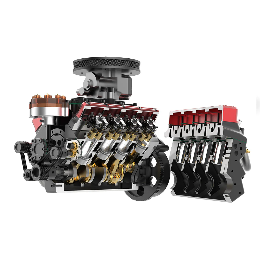 TOYAN V8 Engine FS-V800WGPC 28cc OHV Gasoline Engine - Build Your Own V8 Engine - V8 Engine Model Kit That Works