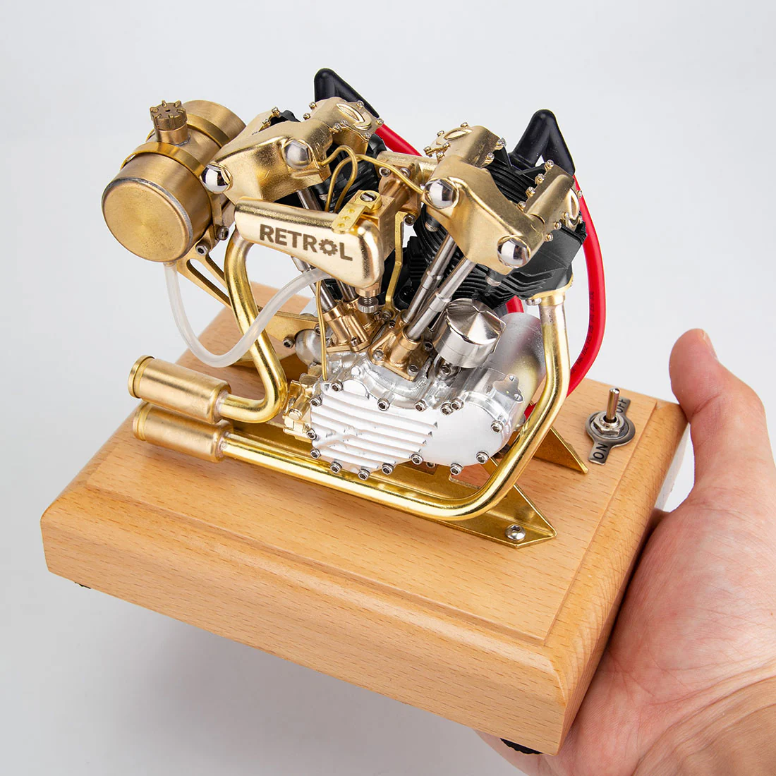 RETROL R29 4.2CC Mini V2 Engine OHV V-Twin Motorcycle Engine Double-cylinder Four-stroke Gasoline Engine Internal Combustion Engine Model