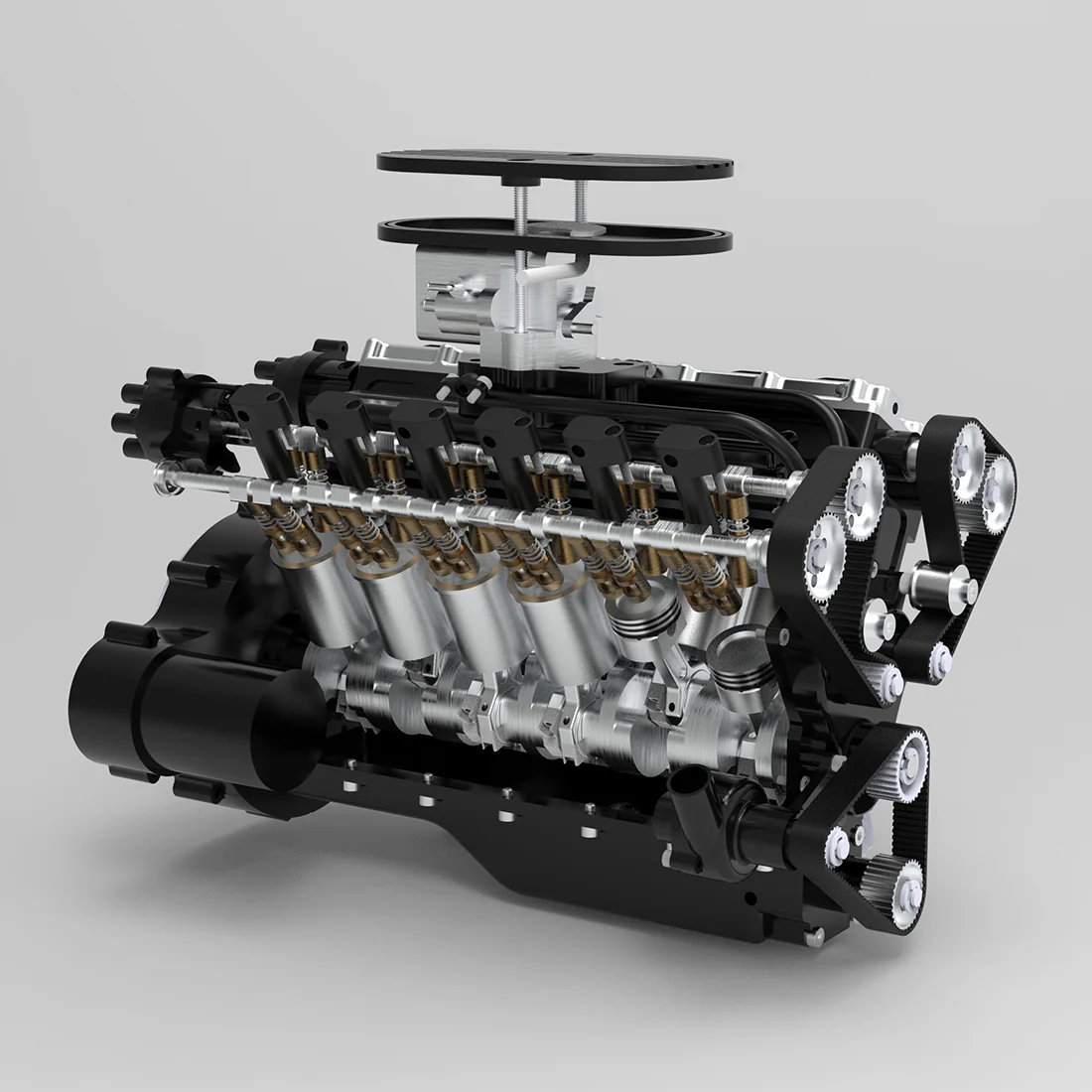 ENJOMOR V12 Engine GS-V12 72CC DOHC 4-Stroke 12-Cylinder 48-Valve Water-Cooled Electric Start Gasoline Engine Model - V12 Engine Model That Works