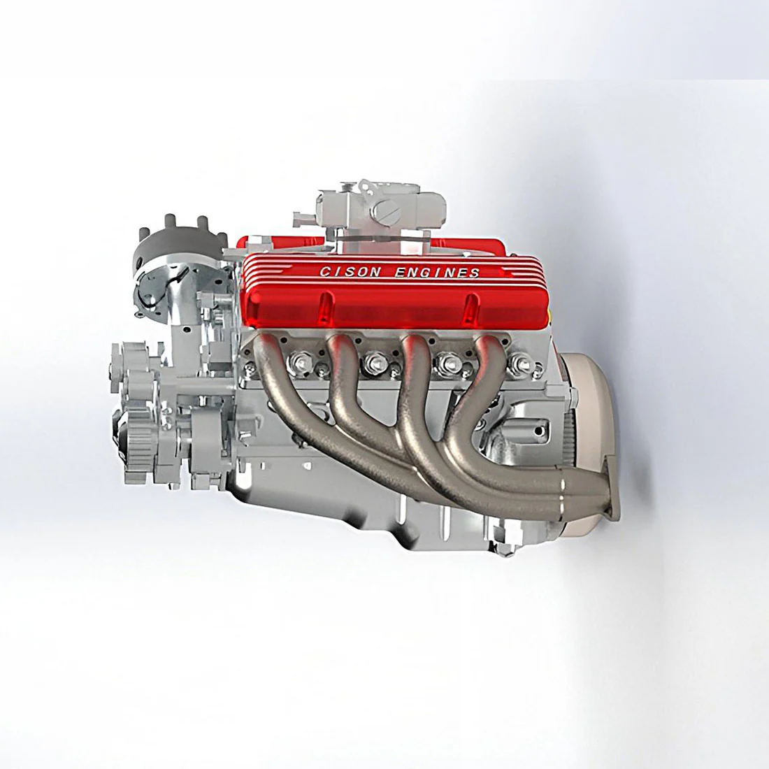 CISON V8 Engine Small-block 44CC 1/6 Scale Water-Cooled 4-Stroke 8-Cylinder Gasoline Engine Internal Combustion V8 Engine Model Kit that Works