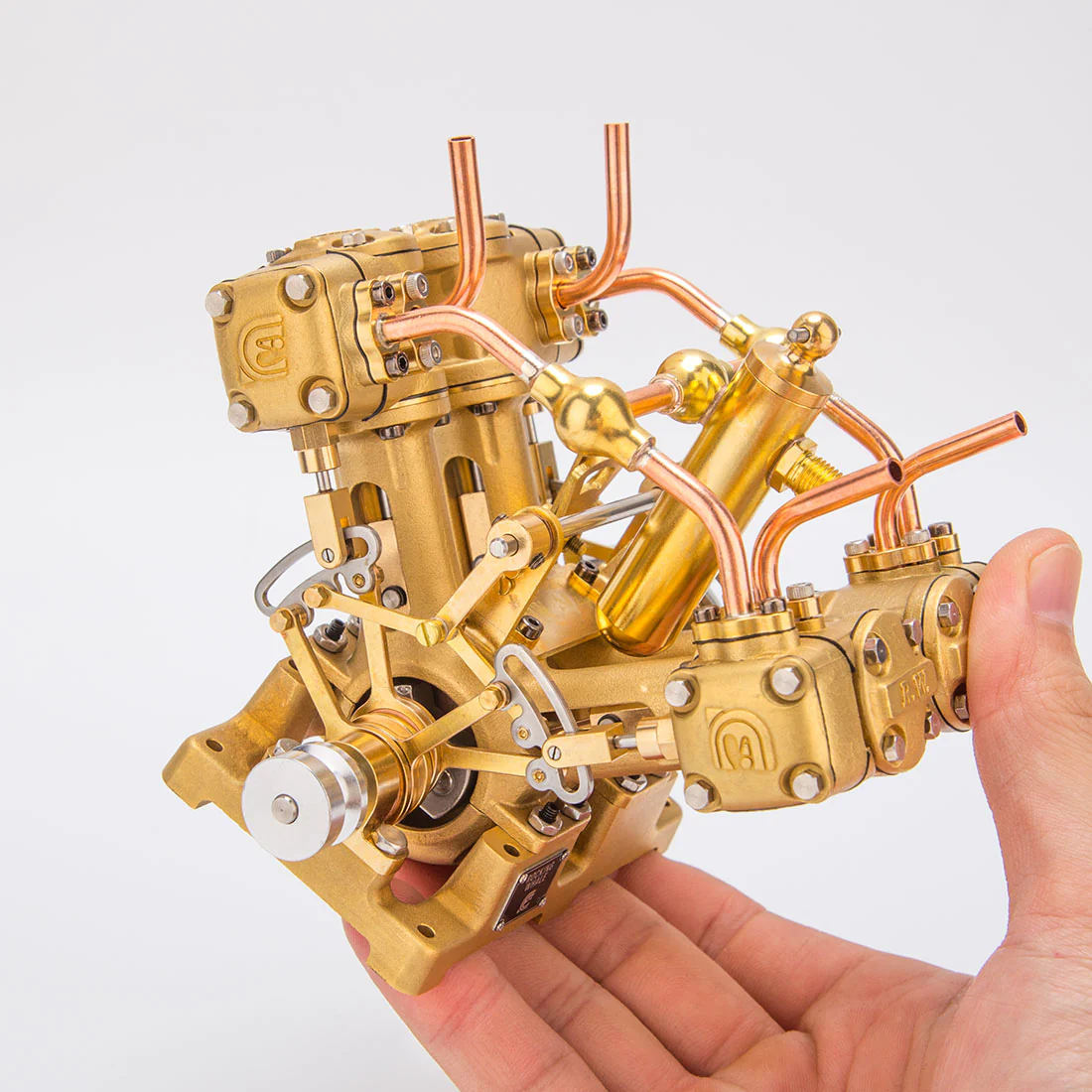 RW-V4 Mini V-Shape 4-Cylinder Reciprocating Steam Engine Model for 90-150cm Steamships