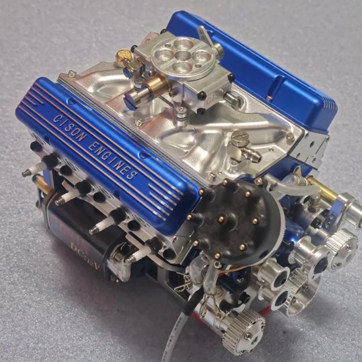 CISON V8 Engine Small-block 44CC 1/6 Scale Water-Cooled 4-Stroke 8-Cylinder Gasoline Engine Internal Combustion V8 Engine Model Kit that Works