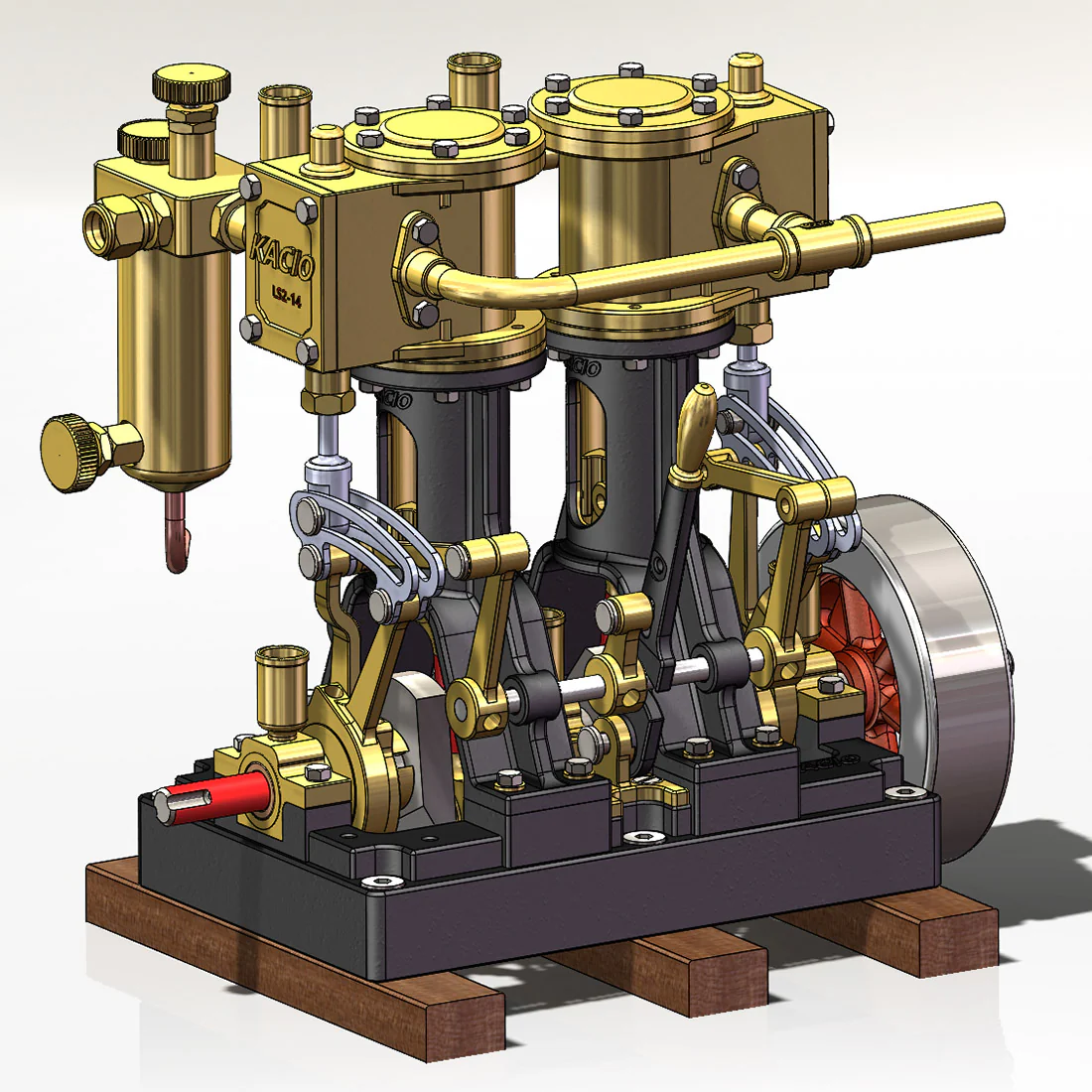 KACIO LS2-14 2 Cylinders Reciprocating Retro Steam Engine Model for Model Ship Model Boat Above 80cm