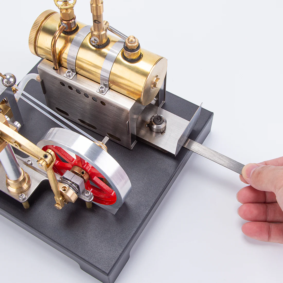 RETROL Full Metal Beam Engine Steam Engine Model Kit with Horizontal Boiler with Centrifugal Regulator Flyball