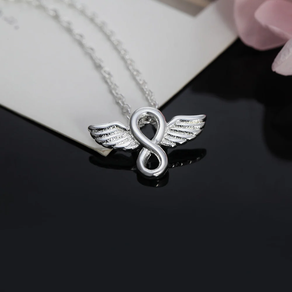 925 Sterling Silver Angel Wings Pendant Necklace