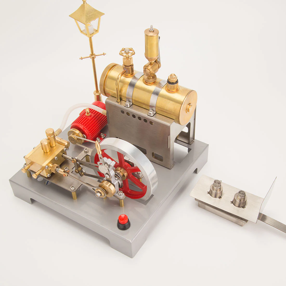 RETROL SE-02 Full Metal Stationary Steam Engine Model and Boiler Model Kit with Generator and Street Lamp