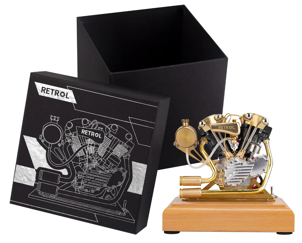 RETROL R29 4.2CC Mini V2 Engine OHV V-Twin Motorcycle Engine Double-cylinder Four-stroke Gasoline Engine Internal Combustion Engine Model