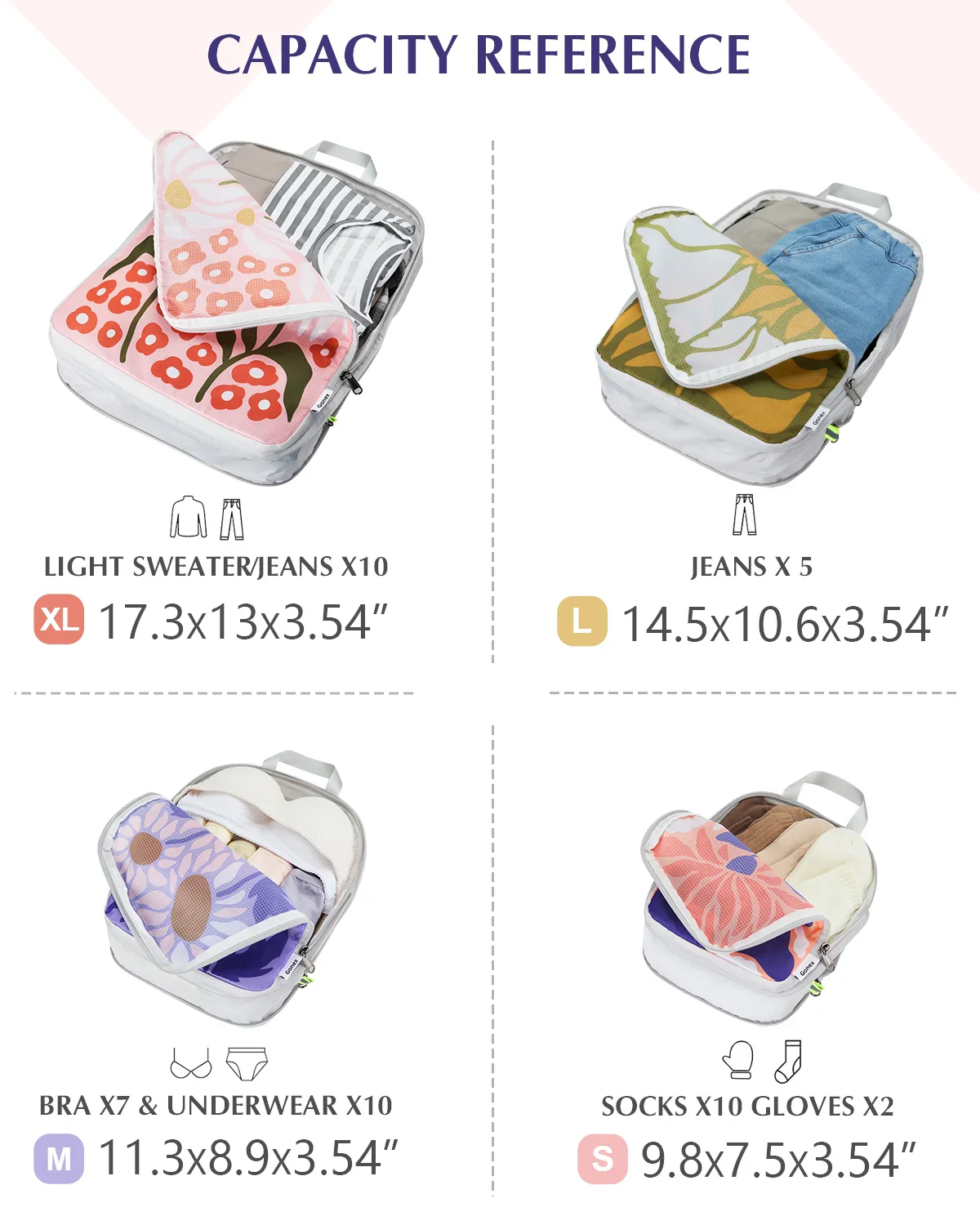 Floral Compression Packing Cubes