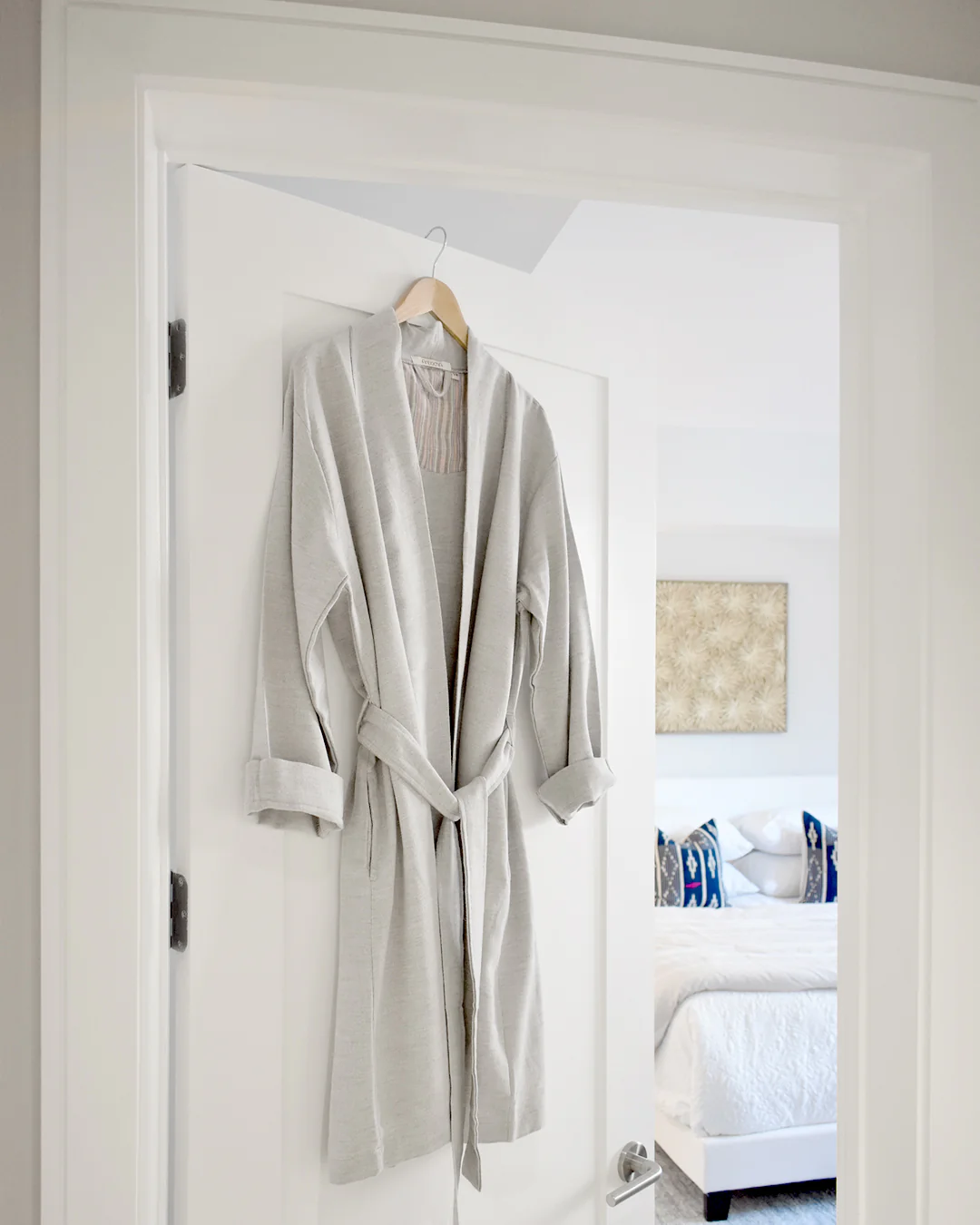 Wool/Cotton Blend Robe – Light Grey