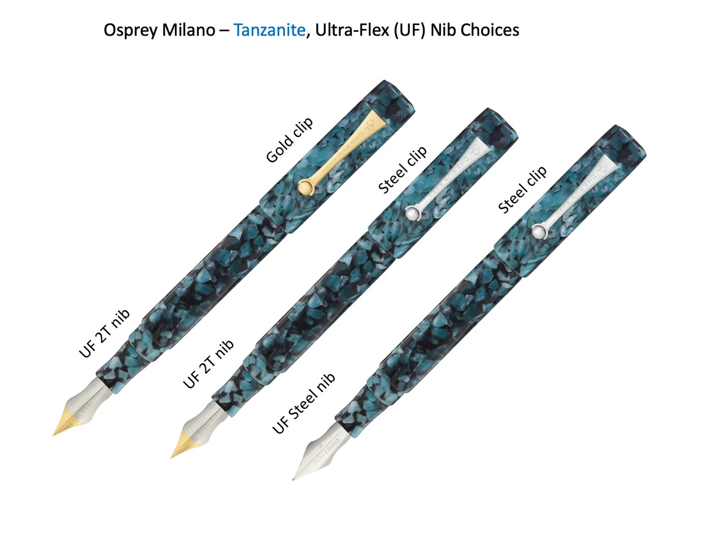 Tanzanite Milano Fountain Pen with Regular and Flex Nib Options