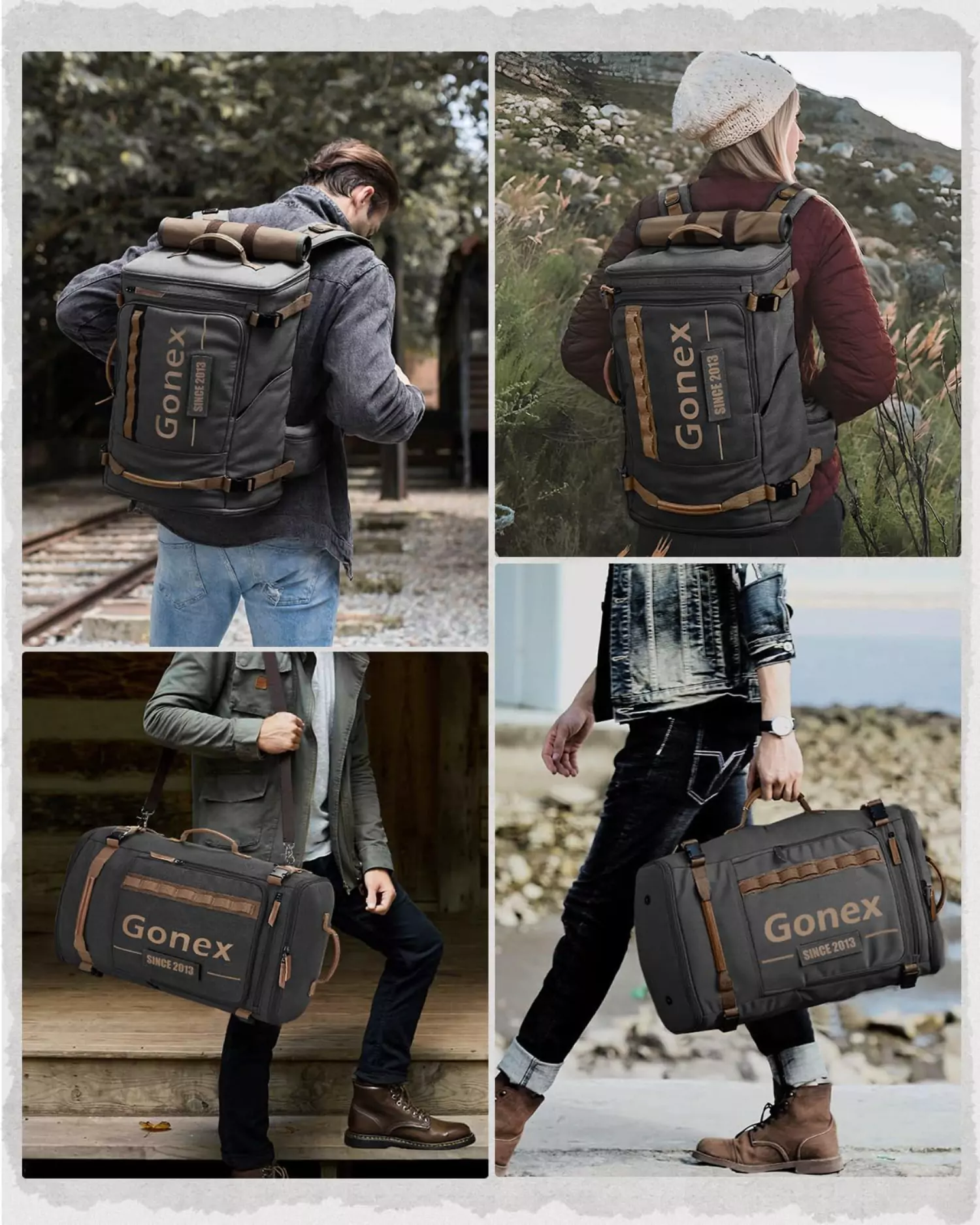 Gonex Canvas Laptop Backpack with Velcro Patch