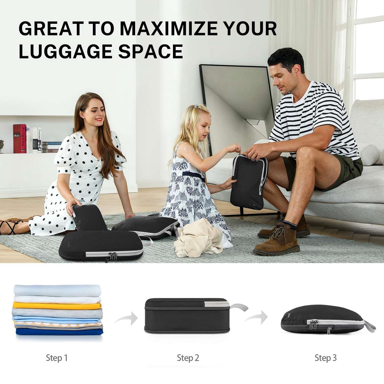 Gonex Compression Packing Cubes Set, Expandable Packing Organizers 4pcs