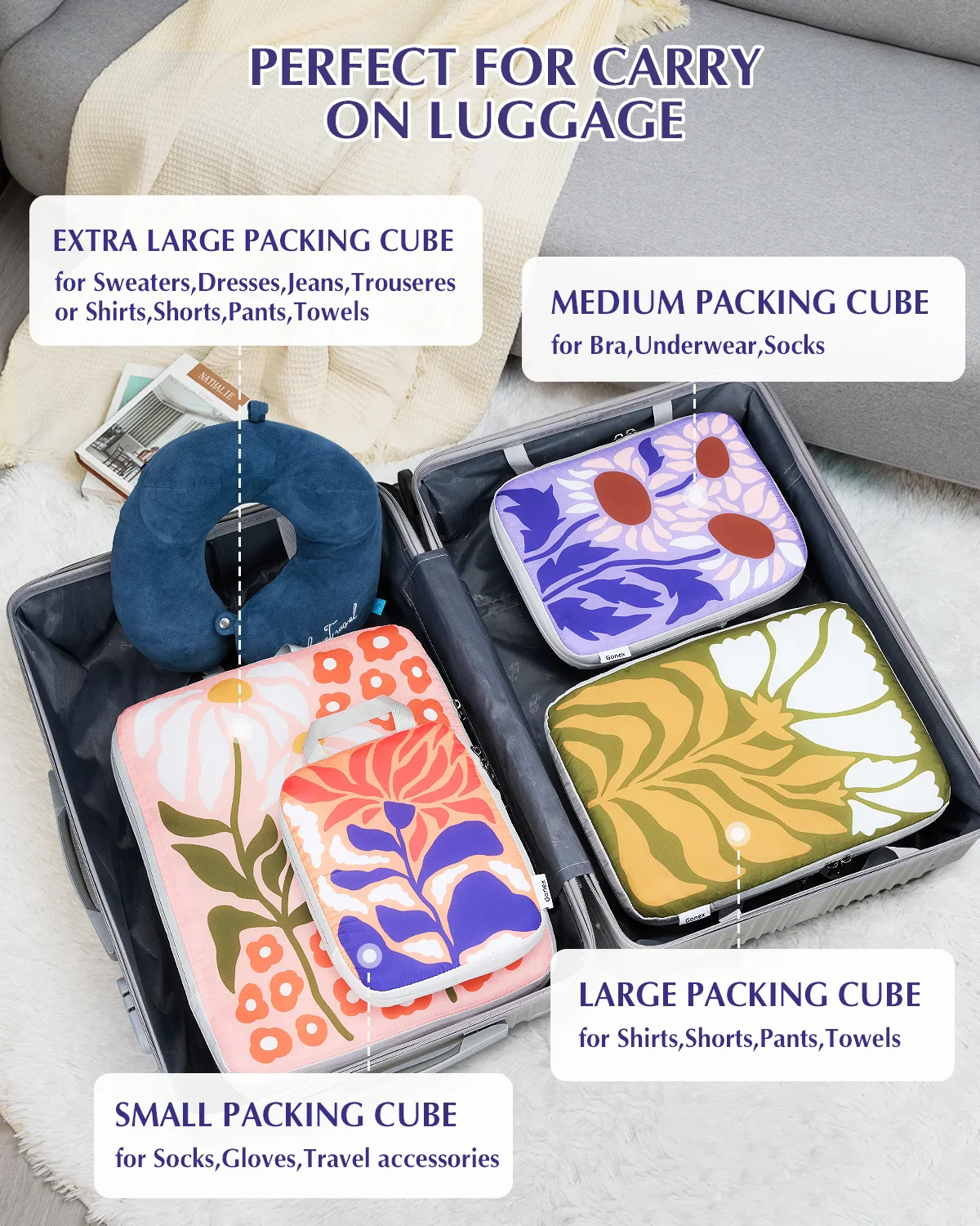 Floral Compression Packing Cubes