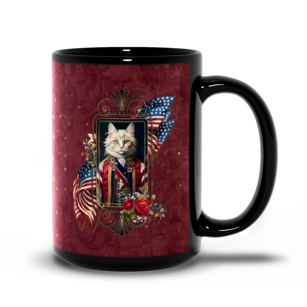 Patriotic Persian Cat - Black Mug