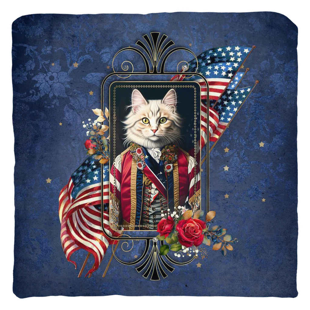 Patriotic Persian Cat - Throw Pillow