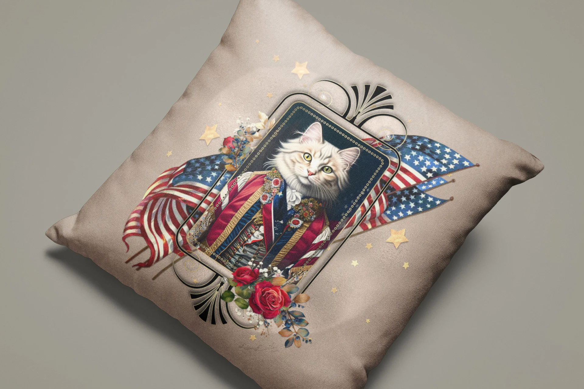 Patriotic Persian Cat - Throw Pillow