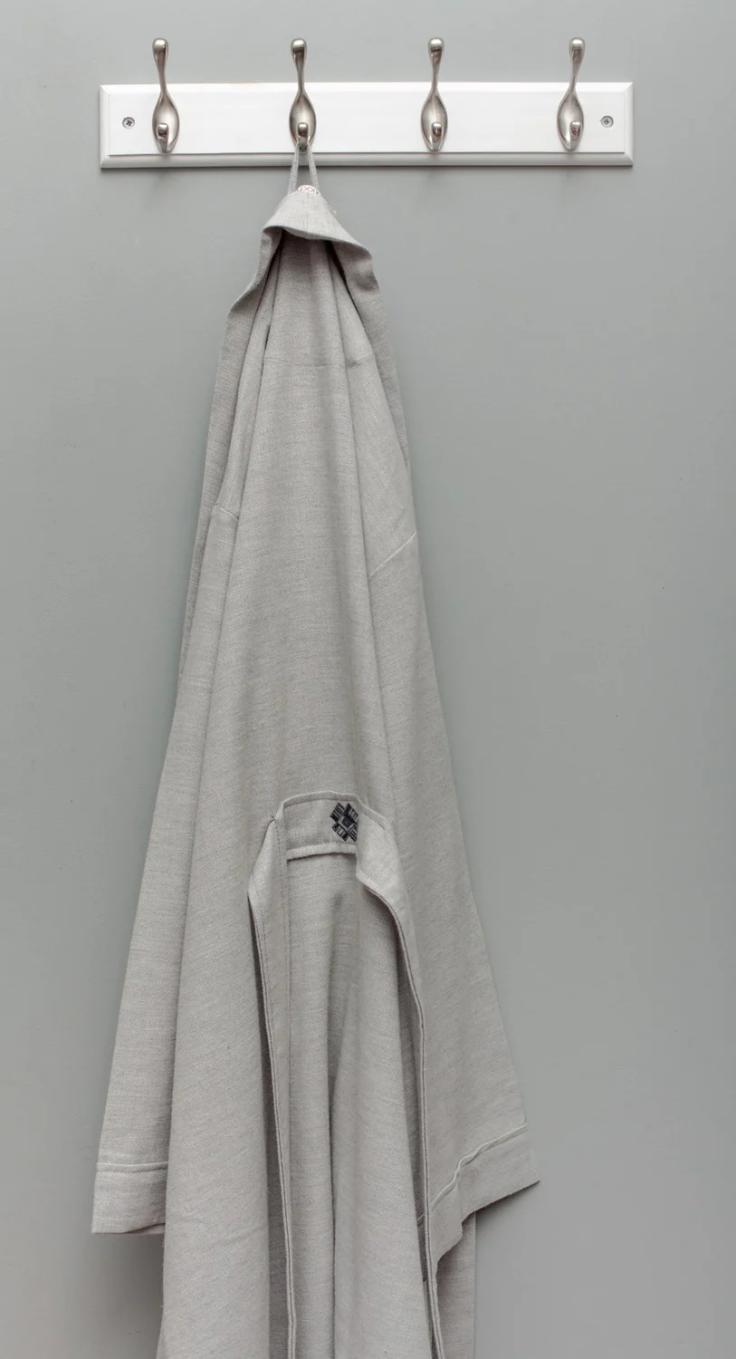Wool/Cotton Blend Robe – Light Grey