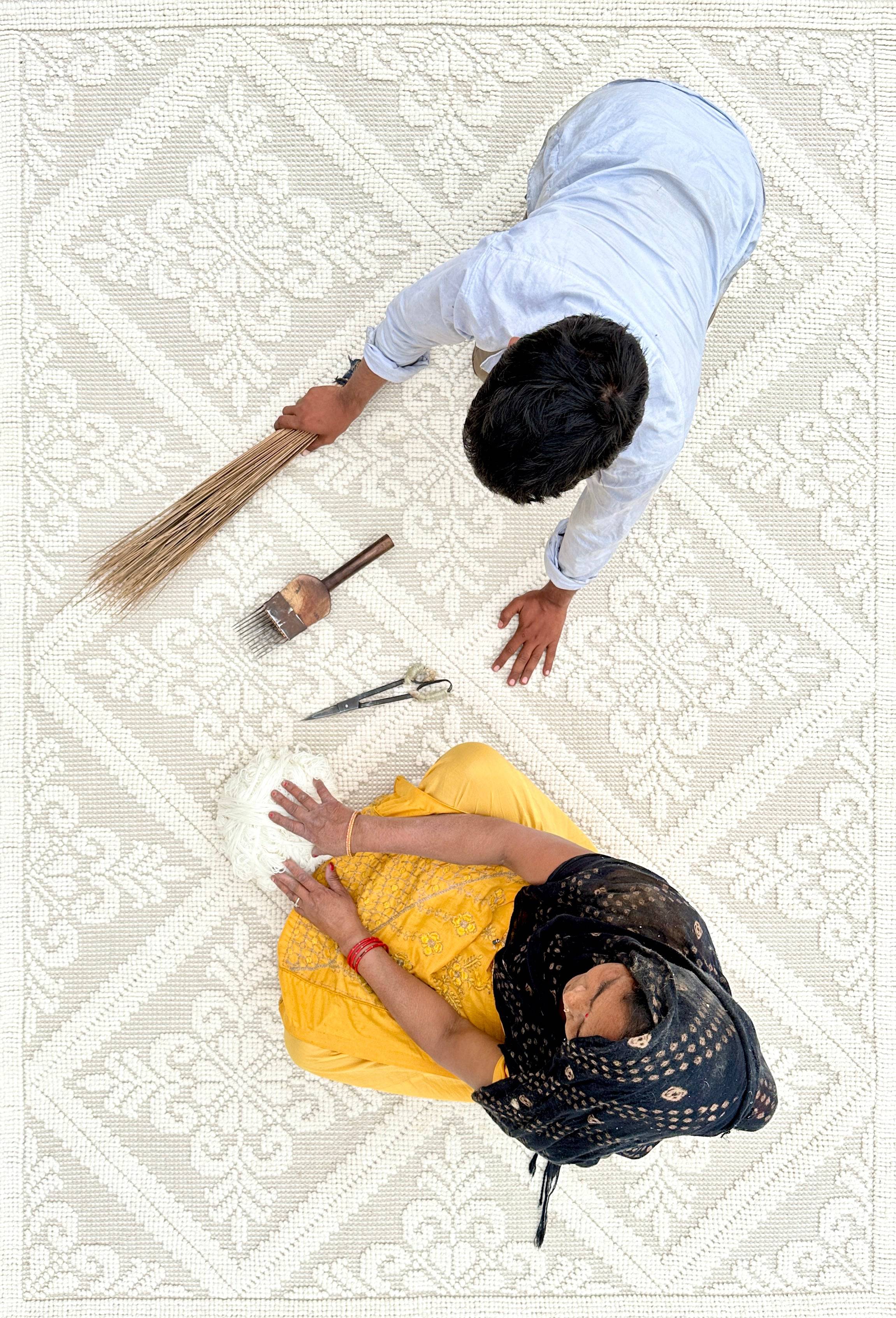 Designer Crystal Pure Wool Eco-friendly Handmade Elegant Rug